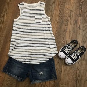 Blue, gray and ivory tank top